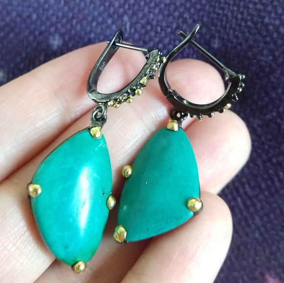 Turquoise sterling silver earrings - Picture 8 of 8